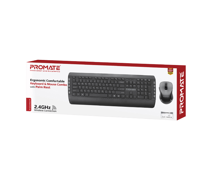 Promate Arabic English Wireless Keyboard and Mouse Combo - Black - Zoom Image 7