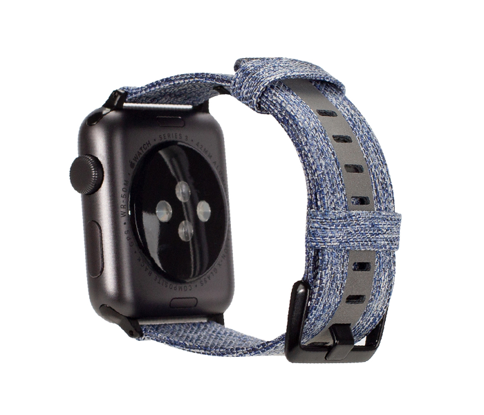 Promate GLOW-42SM 42mm Canvas Watch Band for Apple Watch - Light Blue and Grey - Zoom Image 2