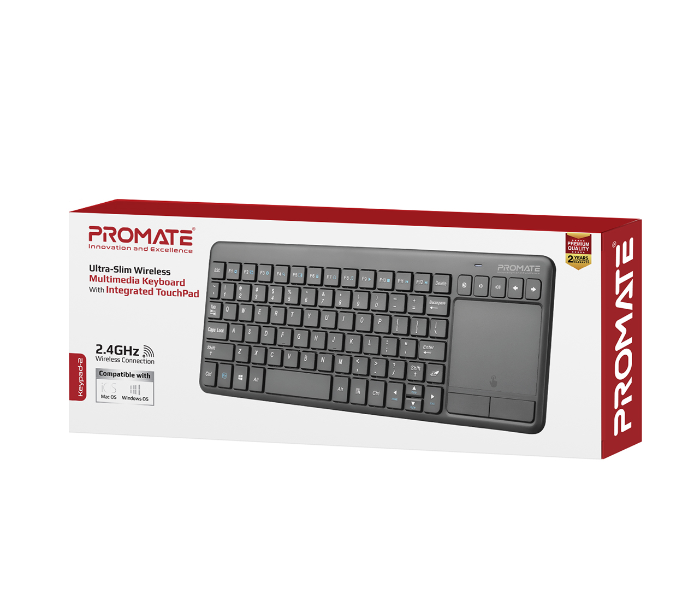 Promate Wireless Arabic English Keyboard with Touchpad - Black - Zoom Image 8