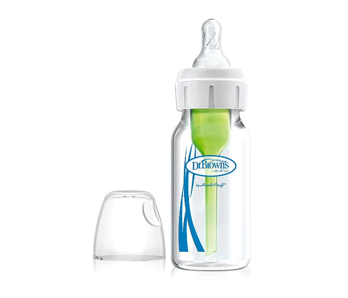 Dr Browns Natural Flow Options and 4oz Narrow Glass Baby Bottle - Zoom Image