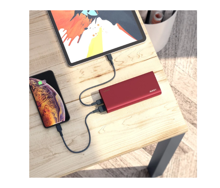 Aukey 20000mAh Alum. USB-C Powerbank with Quick Charge 3.0 - Red - Zoom Image 3