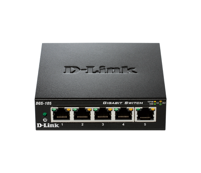 D Link DGS 105 5 Port Gigabit Desktop Switch - Black - Zoom Image 1