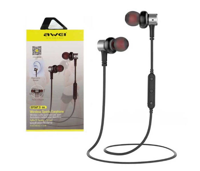 Awei B923BL Wireless Sports Earphone With Magnet - Black - Zoom Image 1