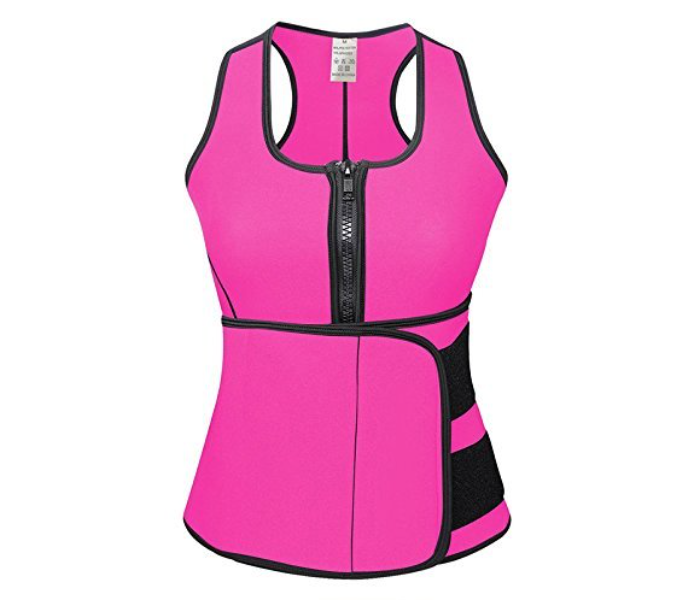 Taqdeer Sauna Slimming Vest with Adjustable Waist Trimmer Belt for Women- Pink - Zoom Image 1