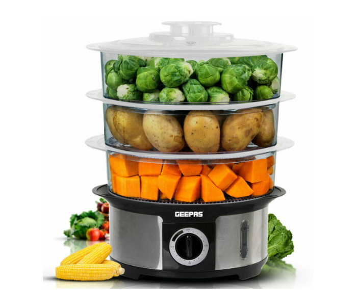 Geepas GFS63025UK 12 Litre Food Steamer - Black and Silver - Zoom Image 1