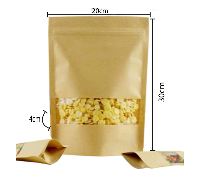 Rosymoment SBB-3085 12 Pieces Zip Lock Reusable Kraft Stand Up Food Pouches - Brown - Zoom Image 2