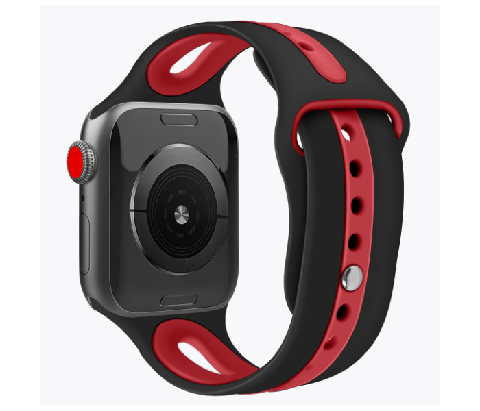 Promate HIPSTER-42ML 42mm Silicone Watch Strap for Apple Watch Series - Black and Red - Zoom Image 2