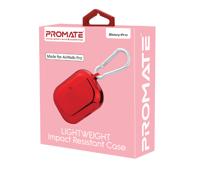 Promate GLOWY-PRO AirPods Pro Wireless Charging Compatible Case - Red - Zoom Image 6