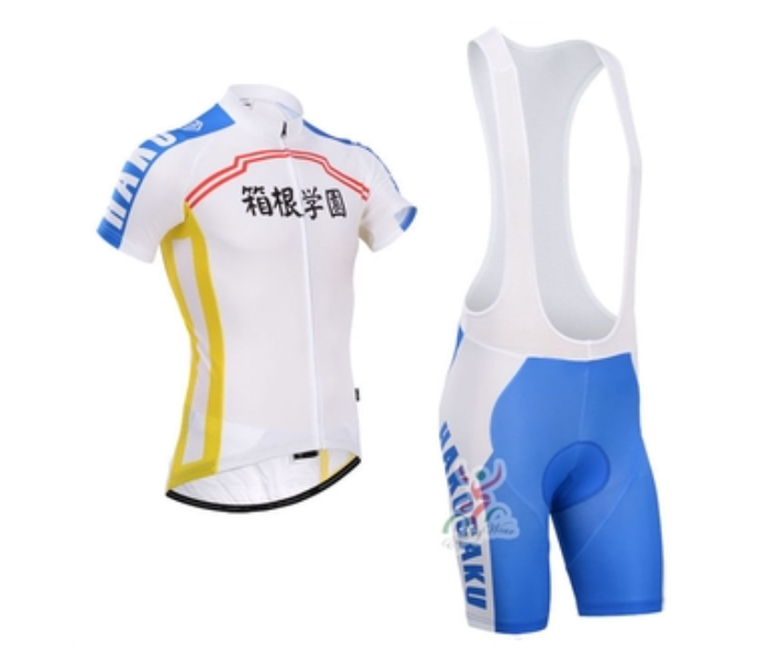 Cycling Small Jersey Bib Set Full Zip Coolmax Polyester 9D Pad Sohoku Design - White - Zoom Image 1