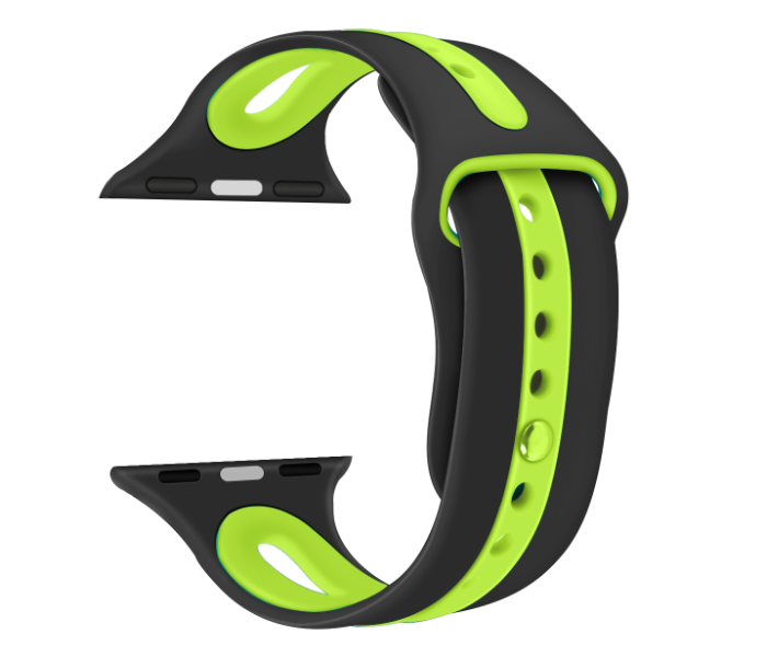 Promate HIPSTER-42ML 42mm Silicone Watch Strap for Apple Watch Series - Black and Green - Zoom Image 1