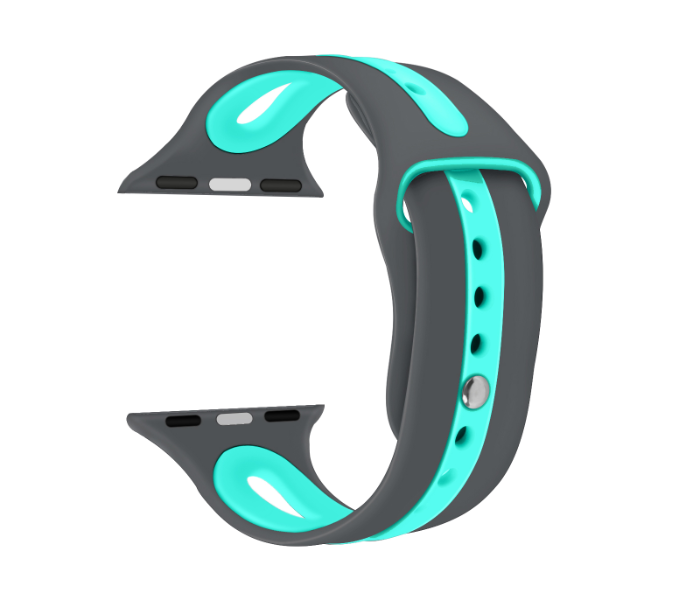 Promate HIPSTER-42ML 42mm Silicone Watch Strap for Apple Watch Series - Grey and Turquoise - Zoom Image 3