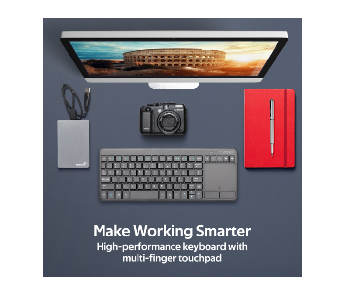 Promate Wireless Arabic English Keyboard with Touchpad - Black - Zoom Image 2