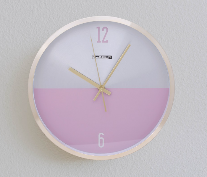 Royalford RF9278 Analog Wall Clock - Gold, Silver & Pink - Zoom Image 1