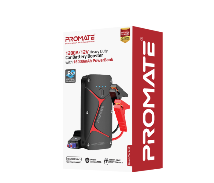 Promate Sparktank-16 16000mAh Car Jump Starter Power Bank - Red and Black - Zoom Image 5