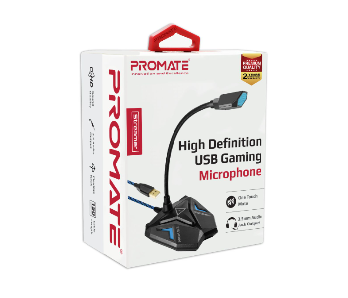 Promate Streamer USB Gaming Microphone - Black and Blue  - Zoom Image 8