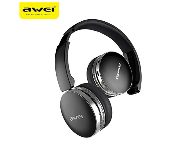 Awei A500BL Wireless Foldable Hi-Fi Stereo Overhead Phones - Black - Zoom Image 1