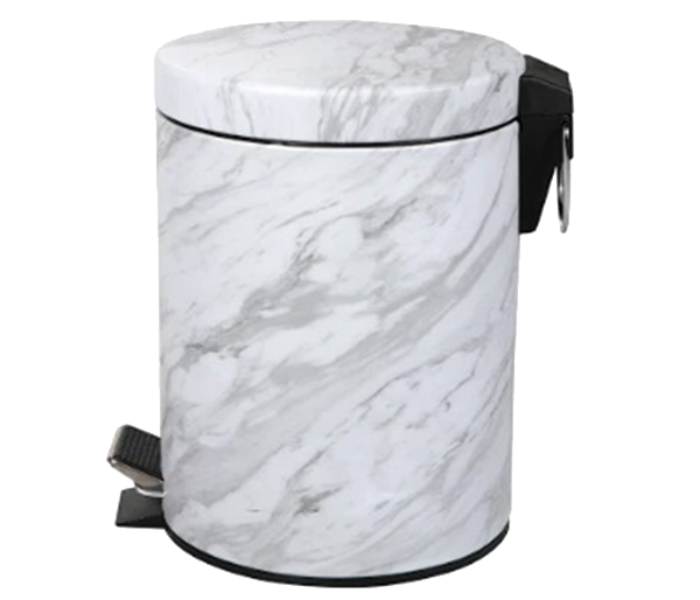 Royalford RF9581 5 Litre Marble Design Dust Bin - White & Grey - Zoom Image 4