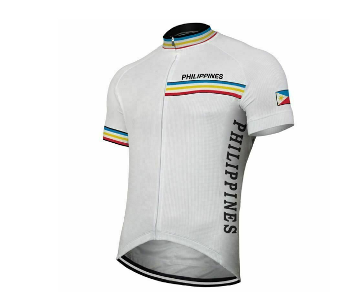 Cycling Large Jersey Full Zip Coolmax Polyester Philippines Retro Design - White - Zoom Image 1