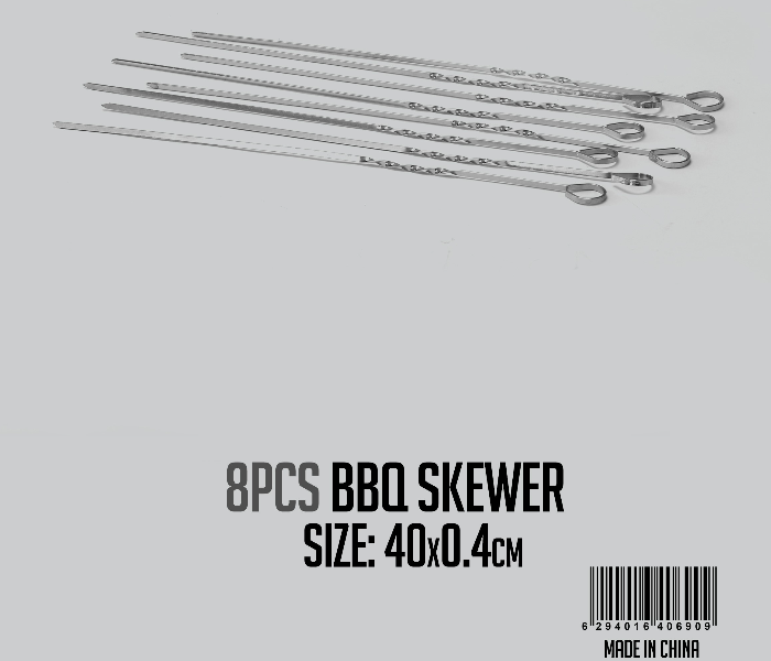 Royalford RF9403 8 Pieces BBQ Skewer Set - Silver - Zoom Image