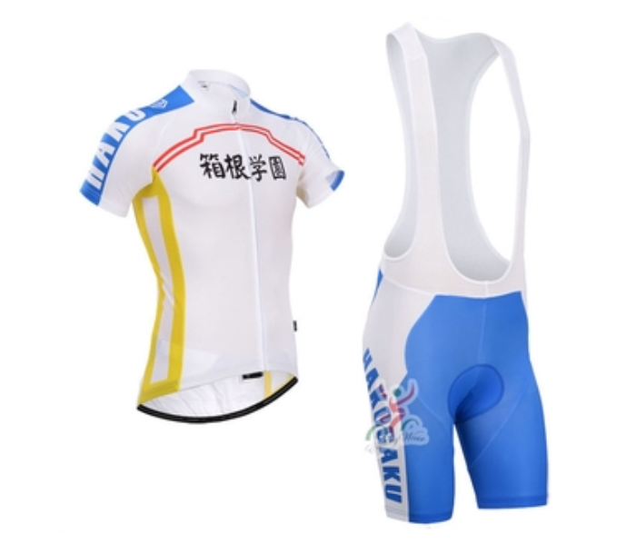 Cycling Extra Large Jersey Bib Set Full Zip Coolmax Polyester 9D Pad Sohoku Design - White - Zoom Image 1