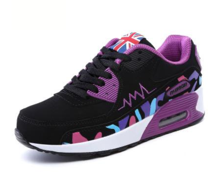 Leather Air Cushion EU-37 Sport Sneaker for Women - Black & Purple - Zoom Image