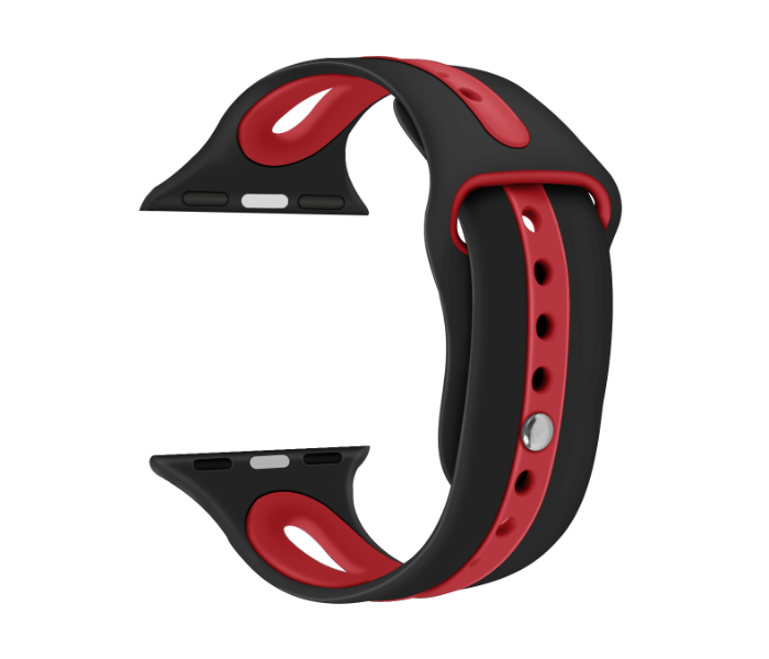 Promate HIPSTER-38SM 38mm Silicone Watch Strap for Apple Watch Series - Black and Red - Zoom Image 1