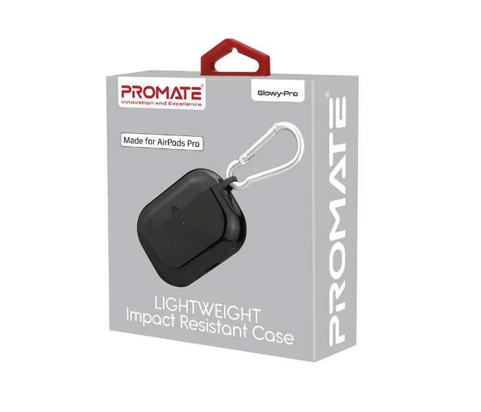 Promate GLOWY-PRO AirPods Pro Wireless Charging Compatible Case - Black - Zoom Image 5