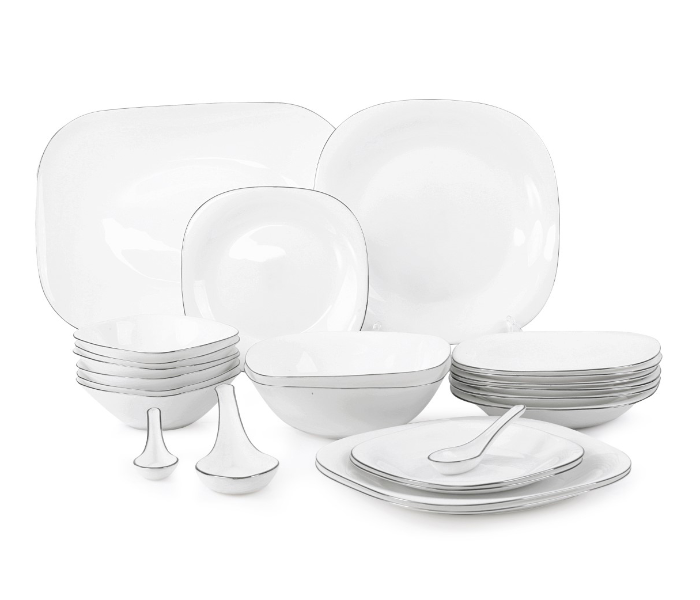 Royalford RF7053 36 Pieces Opal Ware Soft Square Dinner Set - White - Zoom Image 4