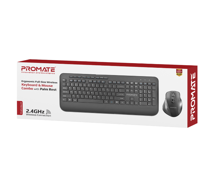 Promate ProCombo-8 English Wireless Keyboard and Mouse Combo - Black - Zoom Image 6