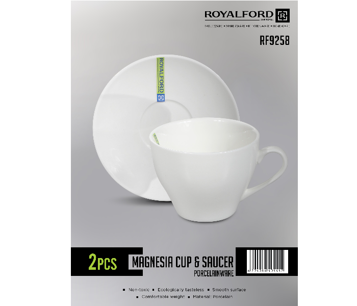 Royalford RF9258 Porcelain Ware Magnesia Cup & Saucer - White - Zoom Image 3