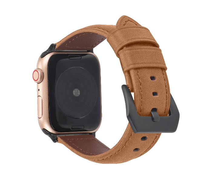 Promate Stitch-42ML 42mm Leather Watch Strap for Apple Watch Series - Light Brown - Zoom Image 3