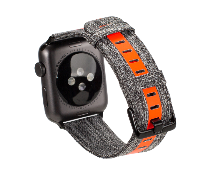 Promate GLOW-42ML 42mm Canvas Watch Band for Apple Watch - Grey and Orange - Zoom Image 3