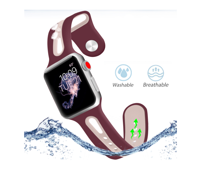 Promate HIPSTER-42SM 42mm Silicone Watch Strap for Apple Watch Series - Wine and Pink - Zoom Image 4