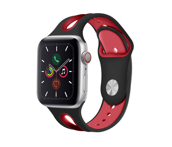 Promate HIPSTER-38SM 38mm Silicone Watch Strap for Apple Watch Series - Black and Red - Zoom Image 4