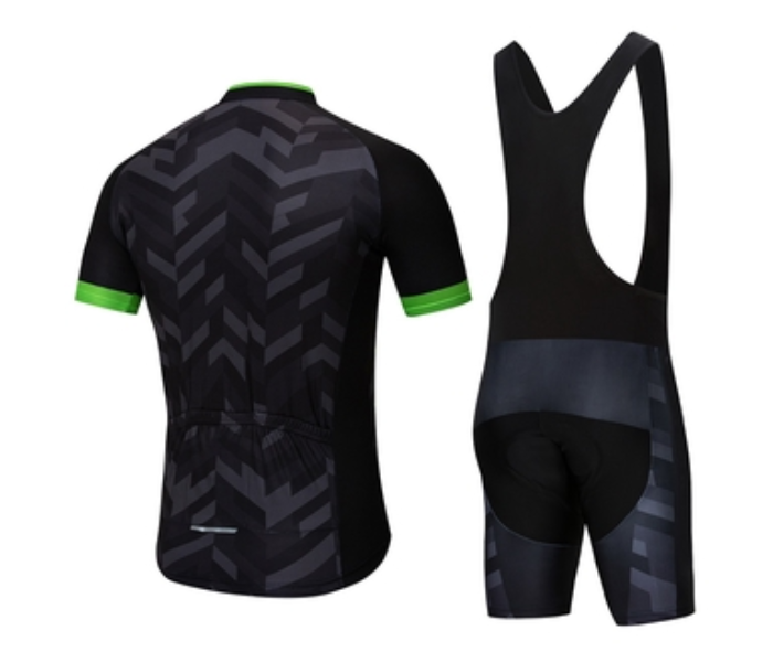 Mens XXL Cycling Jersey Bib Set Full Zip Coolmax Polyester 9D Pad Cannondale - Green and Black - Zoom Image 2