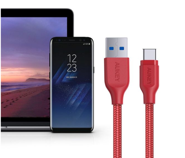 Aukey 1.2 Meter Aluminum Head USB Type C Braided Cable - Red - Zoom Image 5