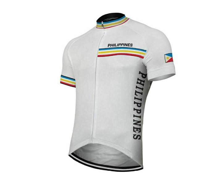 Cycling XXL Jersey Full Zip Coolmax Polyester Philippines Retro Design - White - Zoom Image 1