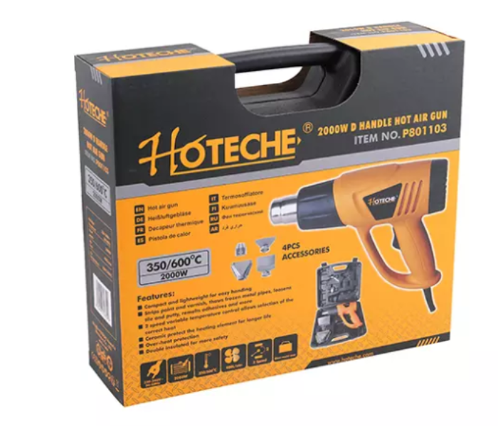 Hoteche P801103 2000W D-Handle Hot Air Gun - Black and Yellow - Zoom Image 2