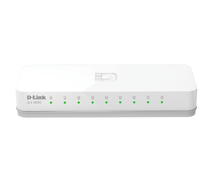 D Link DES-1008C 8-Port 10/100 Mbps Unmanaged Switch - White - Zoom Image 1