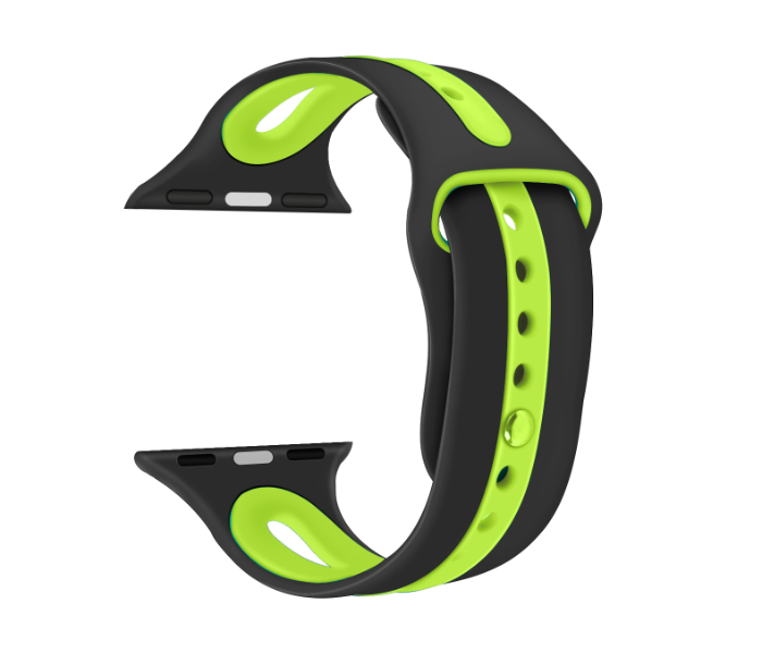 Promate HIPSTER-38ML 38mm Silicone Watch Strap for Apple Watch Series - Black and Green - Zoom Image 1