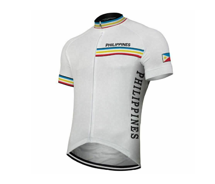 Cycling Extra Large Jersey Full Zip Coolmax Polyester Philippines Retro Design - White - Zoom Image 1