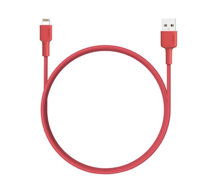 Aukey 2 Meter MFi Lightning 8 PIN Sync and Charging Cable Braided Cable - Red - Zoom Image 1