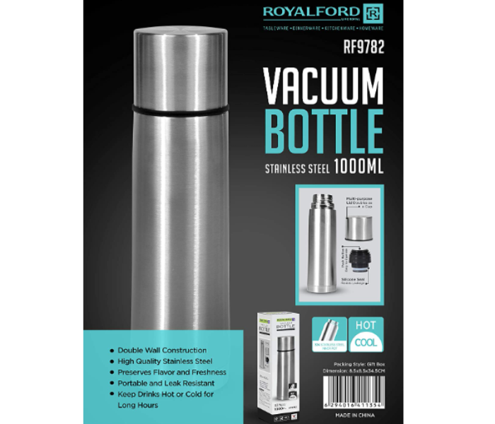 Royalford RF9782 1000 ML Stainless Steel Vacuum Bottle -  Silver - Zoom Image 5