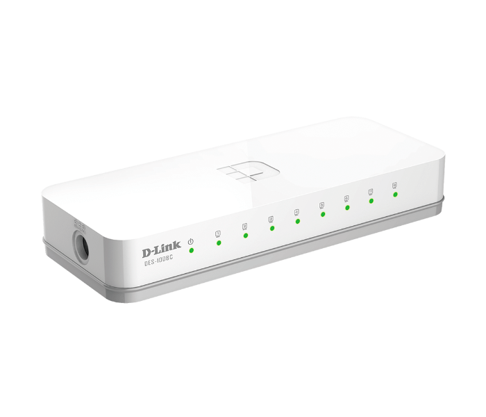 D Link DES-1008C 8-Port 10/100 Mbps Unmanaged Switch - White - Zoom Image 2