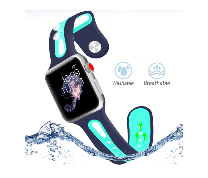 Promate HIPSTER-42ML 42mm Silicone Watch Strap for Apple Watch Series - Blue and turquoise - Zoom Image 3