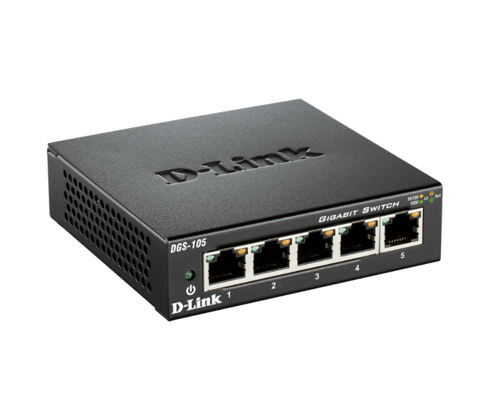 D Link DGS 105 5 Port Gigabit Desktop Switch - Black - Zoom Image 2