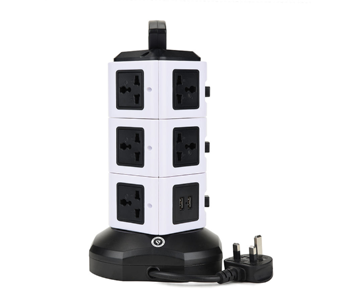 Universal Vertical Extension Lead Tower Surge Protectors - White and Black - Zoom Image 2