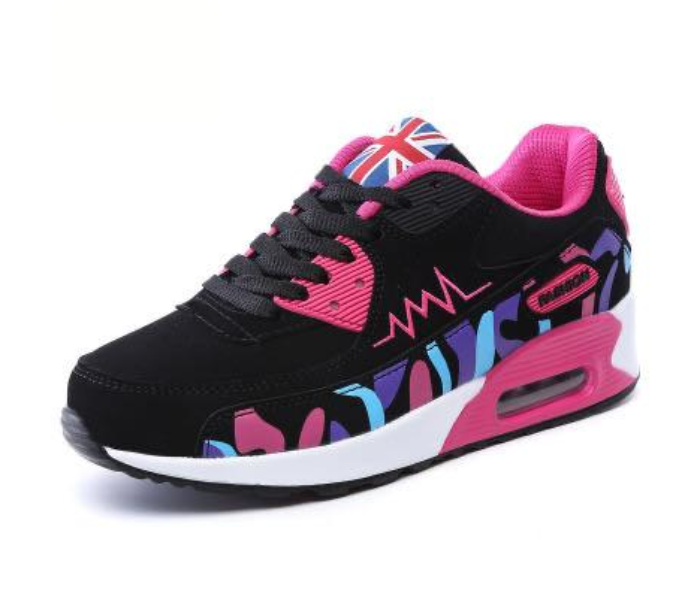 Leather Air Cushion EU-38 Sport Sneaker for Women - Black & Pink - Zoom Image