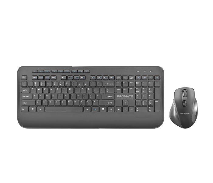 Promate ProCombo-8 Arabic English Wireless Keyboard and Mouse Combo - Black - Zoom Image 1