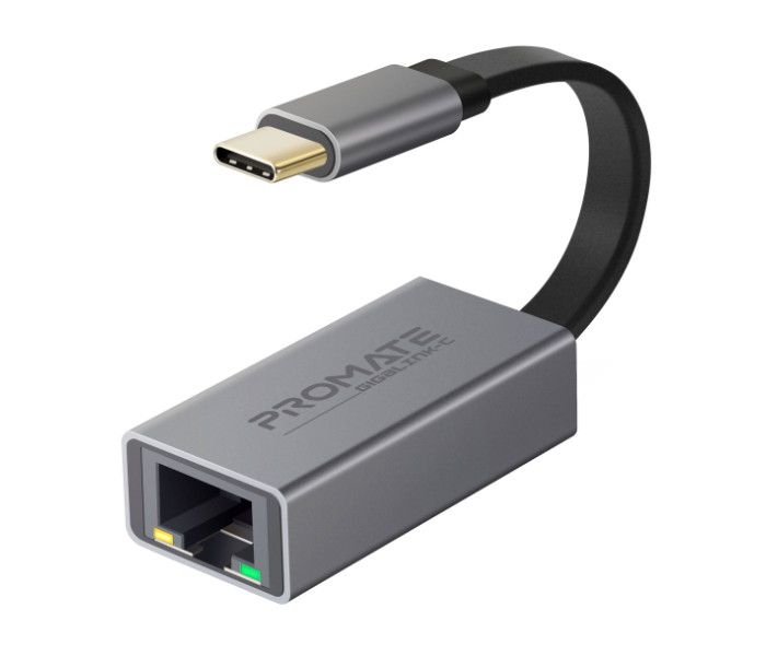 Promate GigaLink-C USB Type-C to Ethernet Adapter - Grey and Black - Zoom Image 1